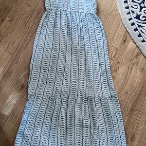 Women's Size XL Jessica Simpson Textured White and Blue Long Summer Dress GUC ❤️
